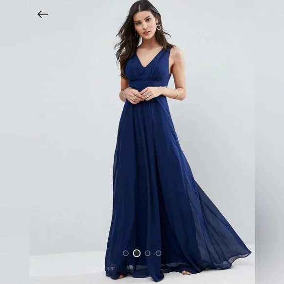 ASOS Side Cut-Out Maxi Gown Dress in Navy US 8 - Picture 2 of 6